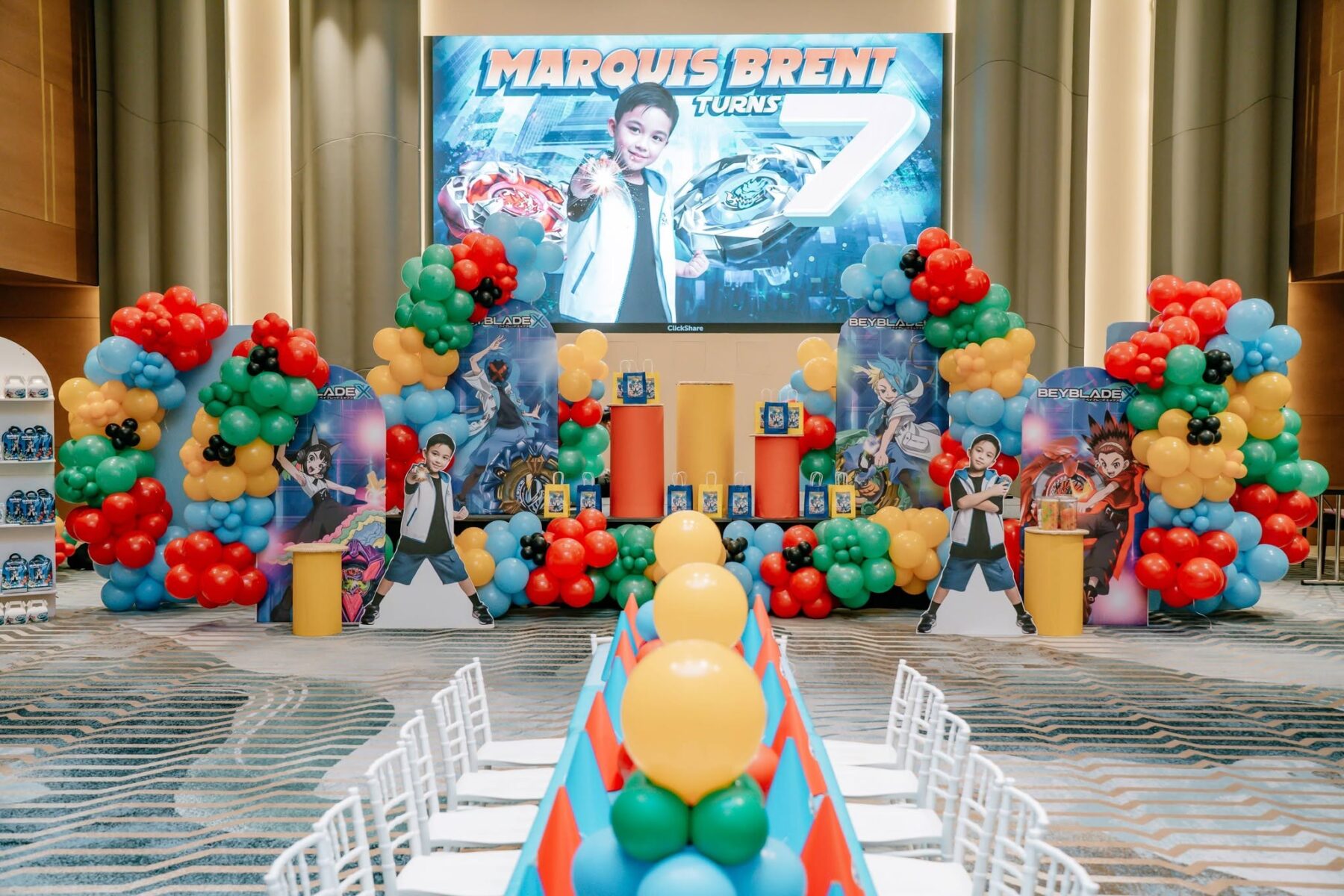 Balloon display for a children's birthday party